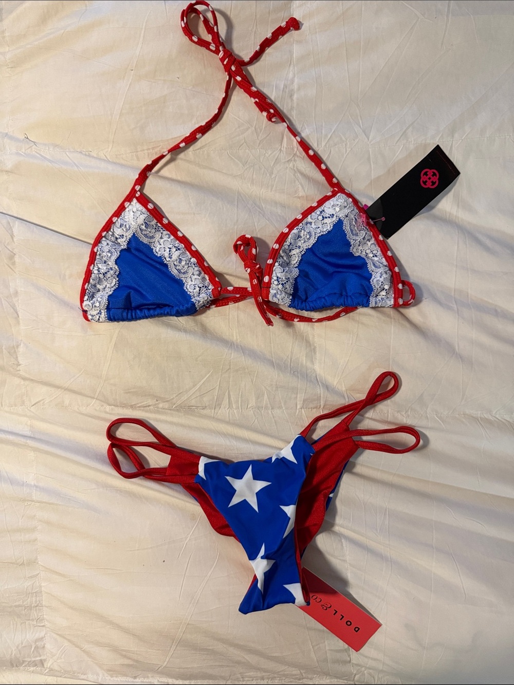 Doll Swimwear bikini with reversible bottom (read description re: sizing)